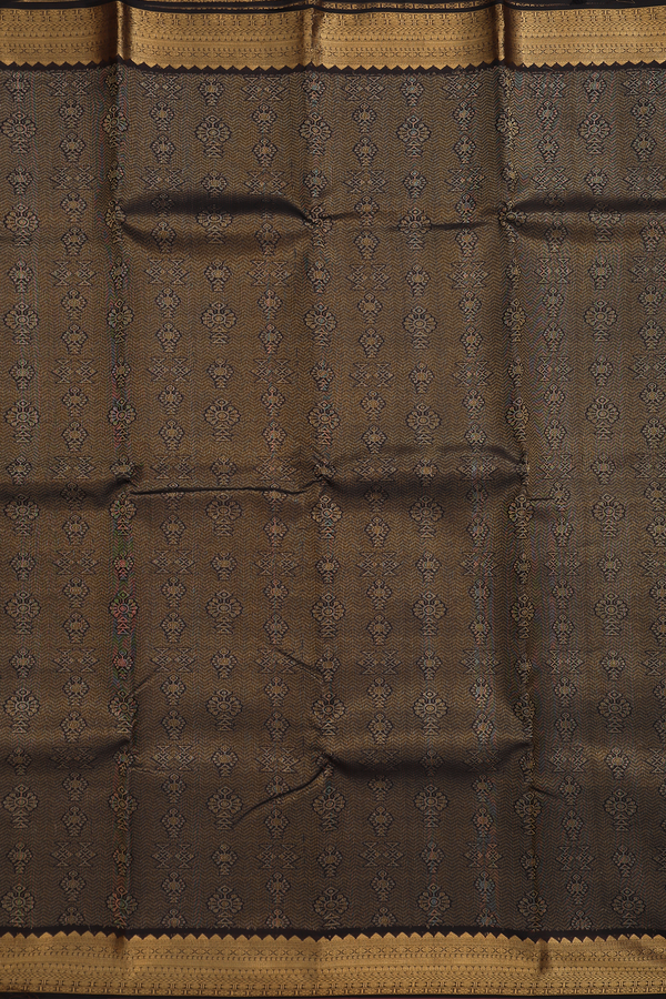 Kanchipuram Silk Saree In Black With Brocade Design