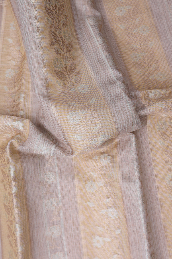 Kota Cotton Saree In Cream And Yellow With Stripes Design