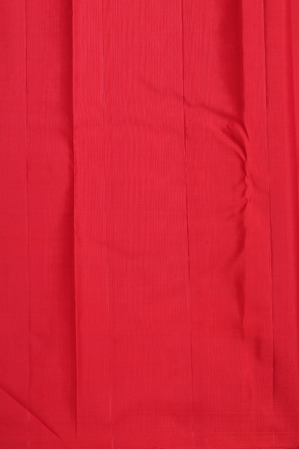 Kanchipuram Silk Saree In Crimson Red With Peacock Border
