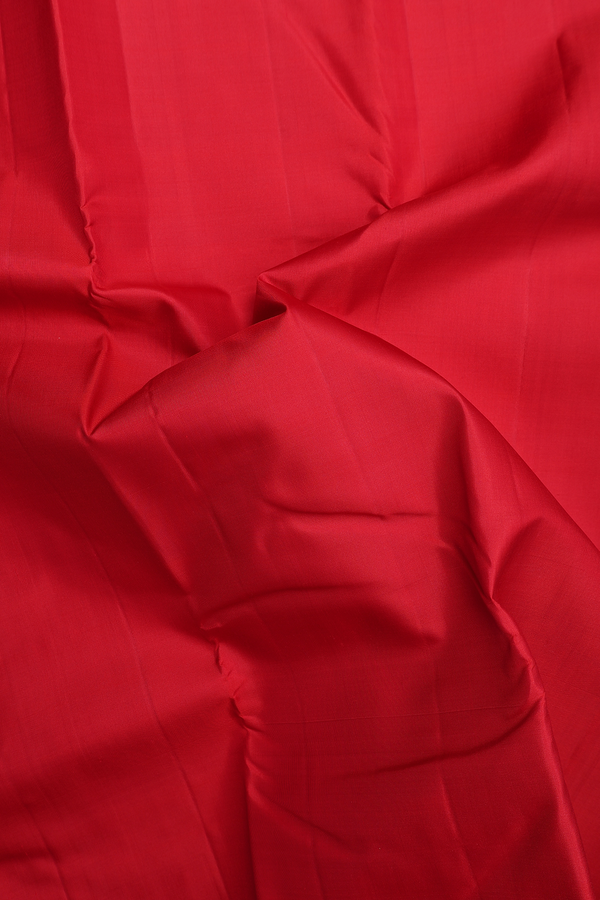 Kanchipuram Silk Saree In Crimson Red With Peacock Border