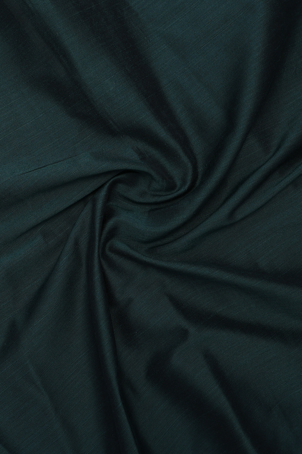 Regular Collar Plain Bottle Green Raw Silk Shirt