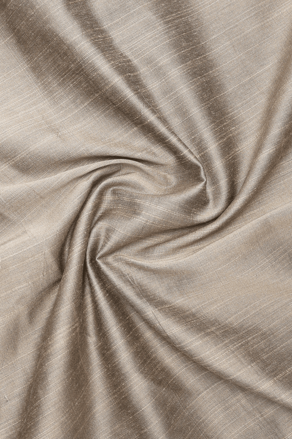 Regular Collar Plain Khaki Raw Silk Shirt
