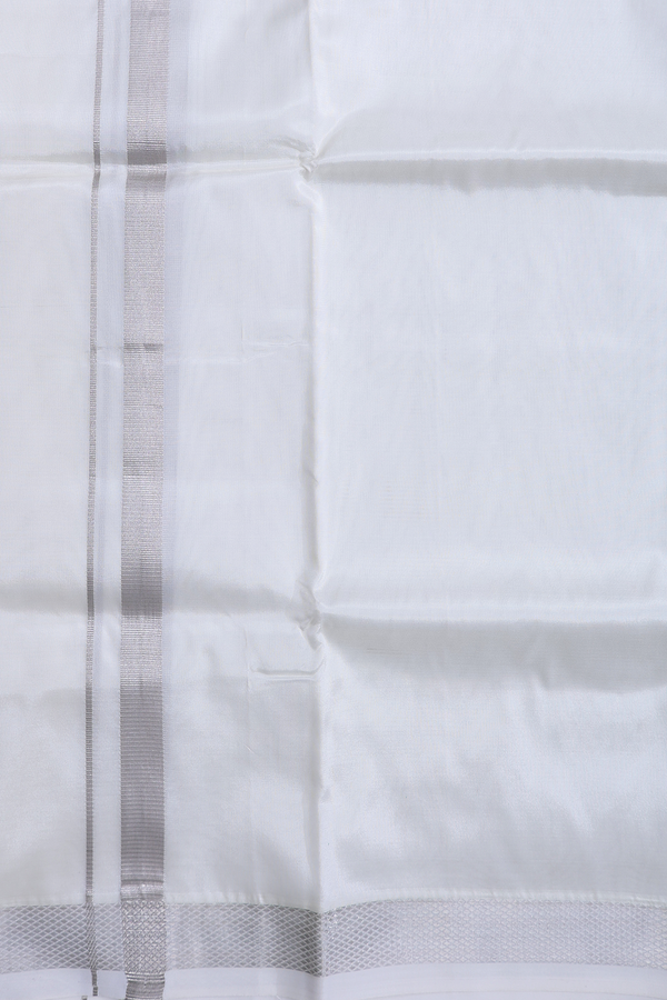 Zari Border White Art Silk Dhoti