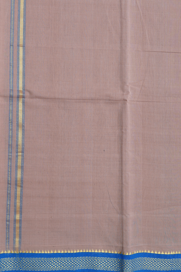 Contrast Border Brown Cotton Dhoti