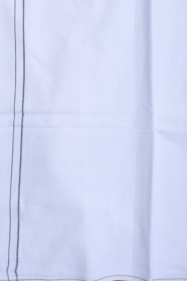 Self Stripes Design White Cotton Dhoti