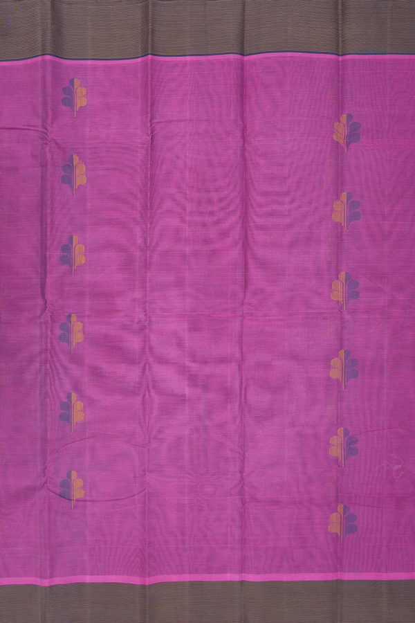 Kanchi Cotton Saree In Purple With Threadwork Buttas