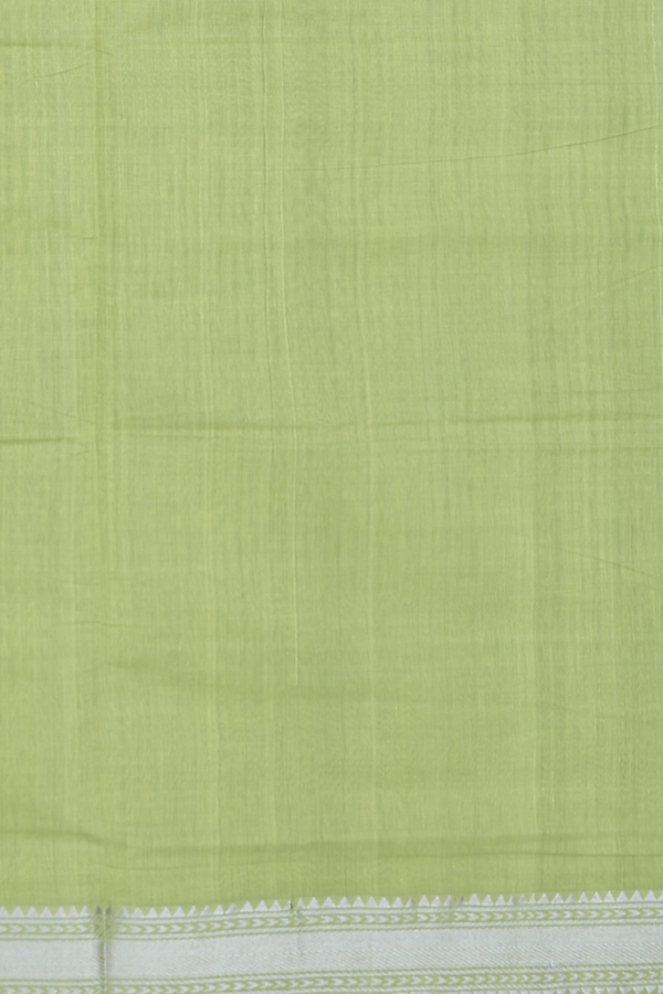 Mangalagiri Cotton Saree In Pear Green With Zari Border