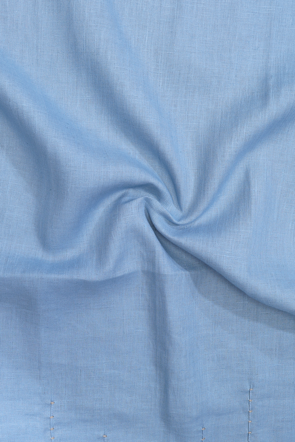 Chinese Neck Threadwork Design Blue Linen Long Kurta