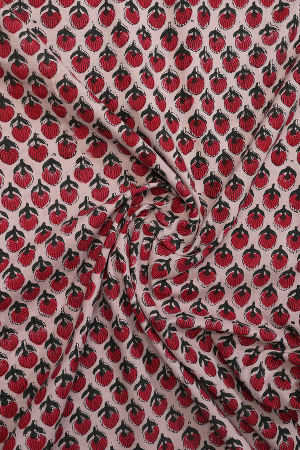 Round Neck Printed Design Beige Jaipur Cotton Long Kurta