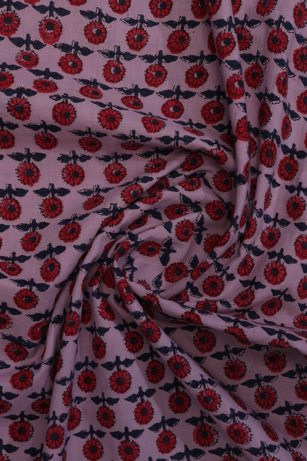 Round Neck Printed Design Purple Jaipur Cotton Long Kurta