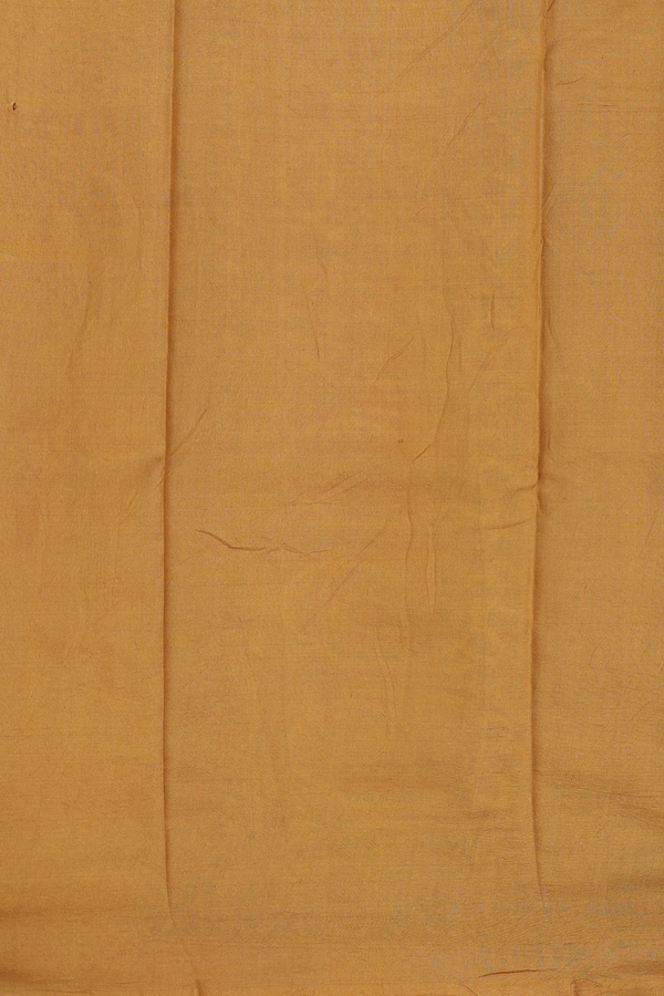 Printed Silk Saree In Golden Yellow With Paisley Design