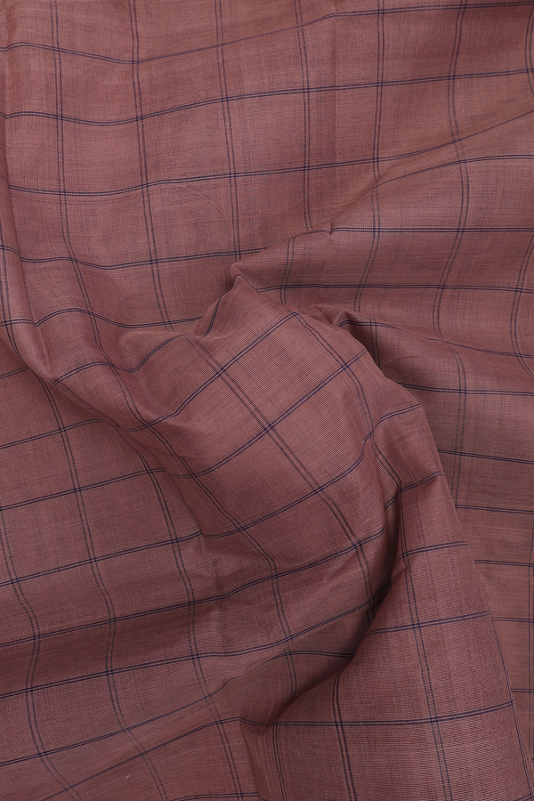 Kanchi Cotton Saree In Rose Brown With Checks Design