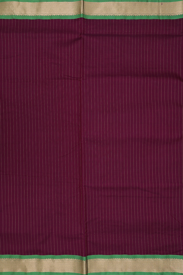 Nine Yards Silk Cotton Saree Dark Brown With Stripes Design