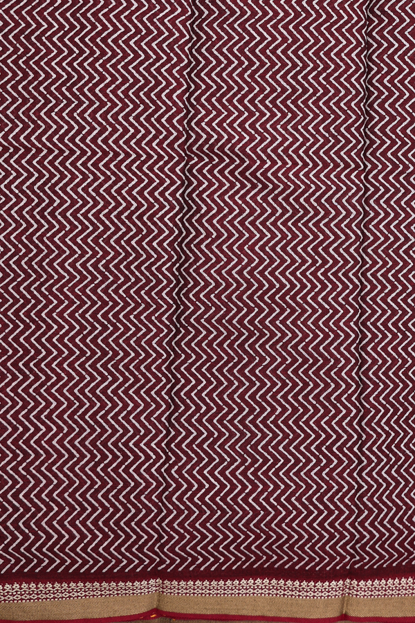 Hyderabad Cotton Saree In Burgundy Red With Warli Design