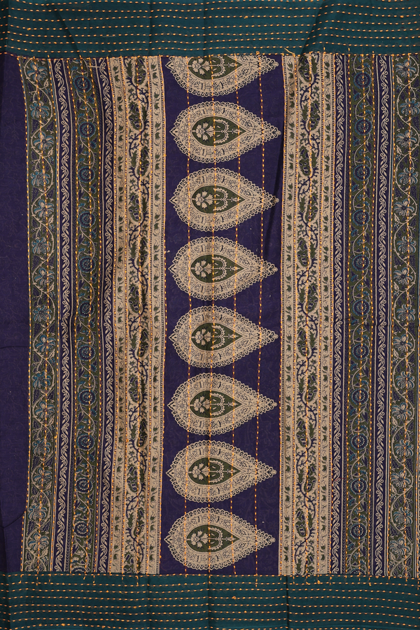 Hyderabad Cotton Saree In Dark Purple With Floral Design