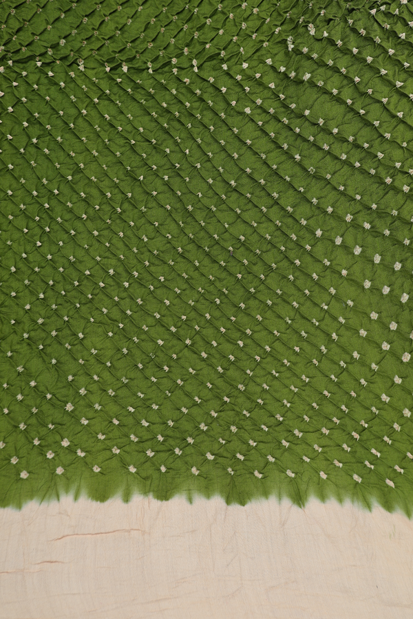 Bandhani Silk Saree In Olive Green With Tie And Dye Design
