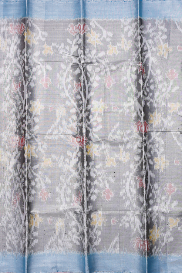 Kanchipuram Silk Saree In Grey Tissue With Allover Design
