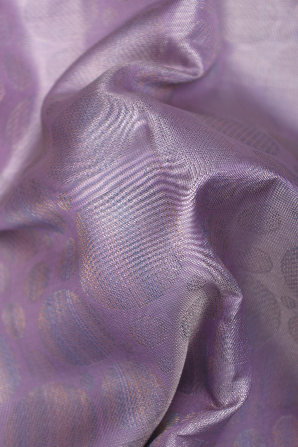 Kanchipuram Silk Saree In Purple Tissue With Zari Buttas