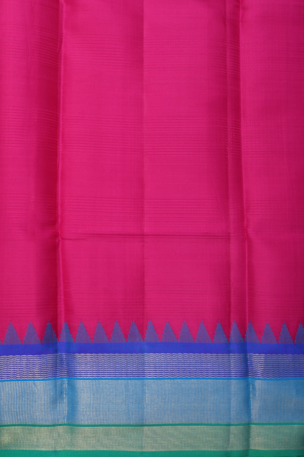 Kanchipuram Silk Saree In Forest Green With Stripes Design