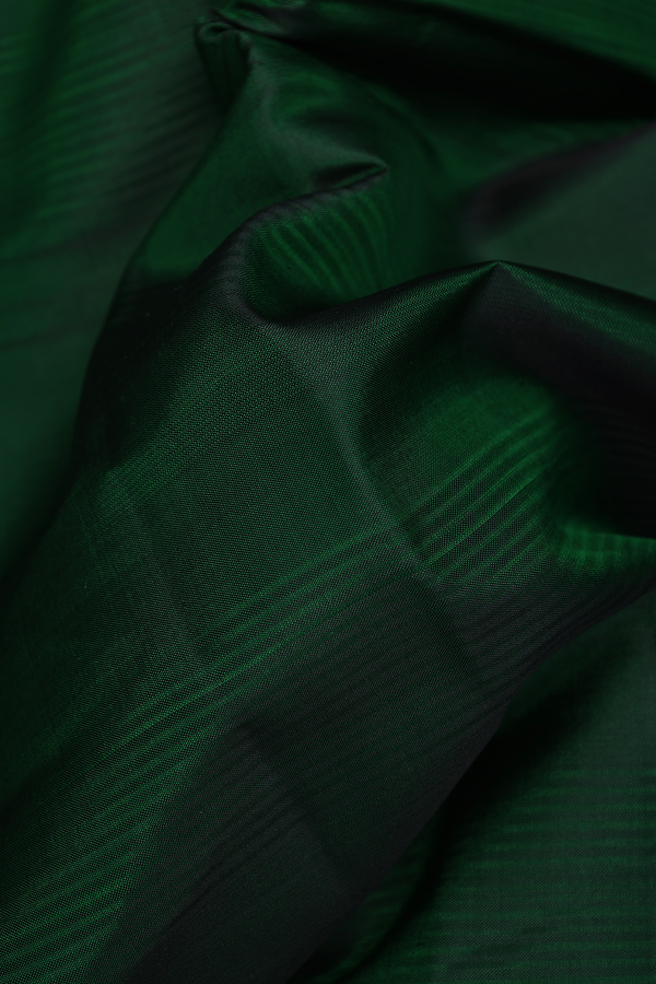 Kanchipuram Silk Saree In Forest Green With Stripes Design