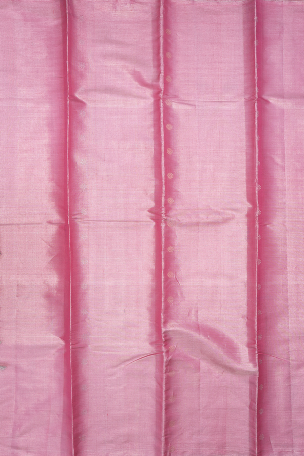 Kanchipuram Silk Saree In Pink Tissue With Zari Buttas