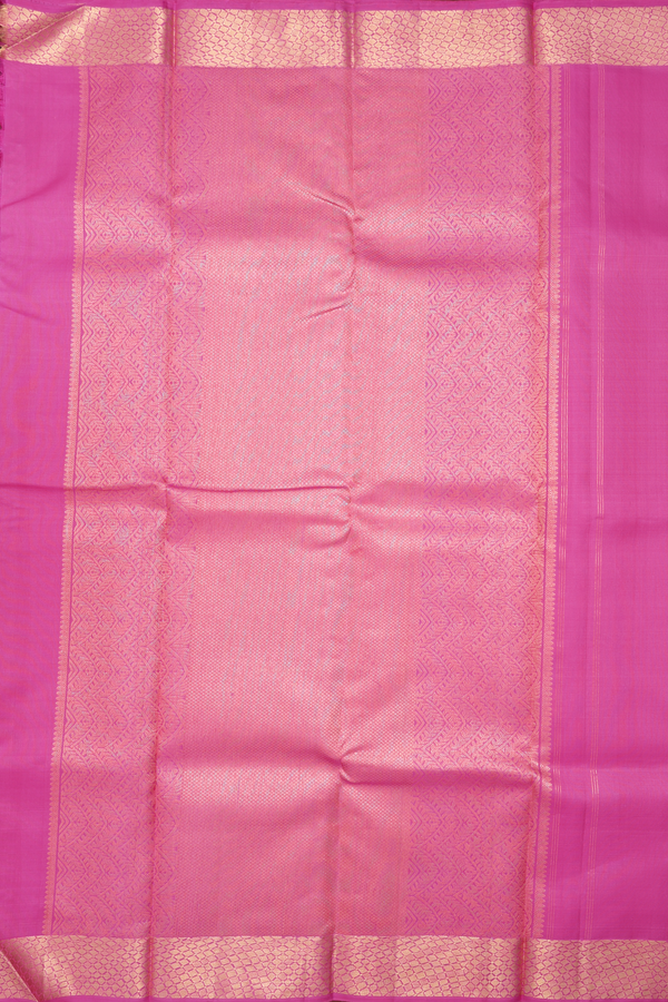 Kanchipuram Silk Saree In Rose Pink With Zari Border