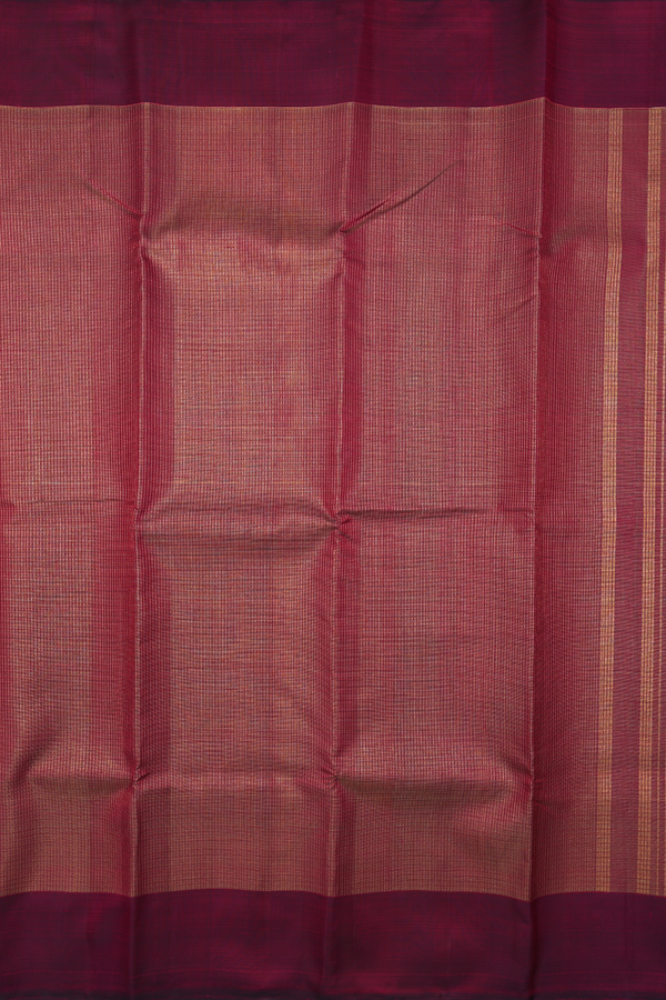 Kanchipuram Silk Saree In Burgundy Red With Stripes Design