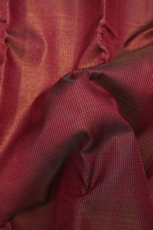 Kanchipuram Silk Saree In Burgundy Red With Stripes Design