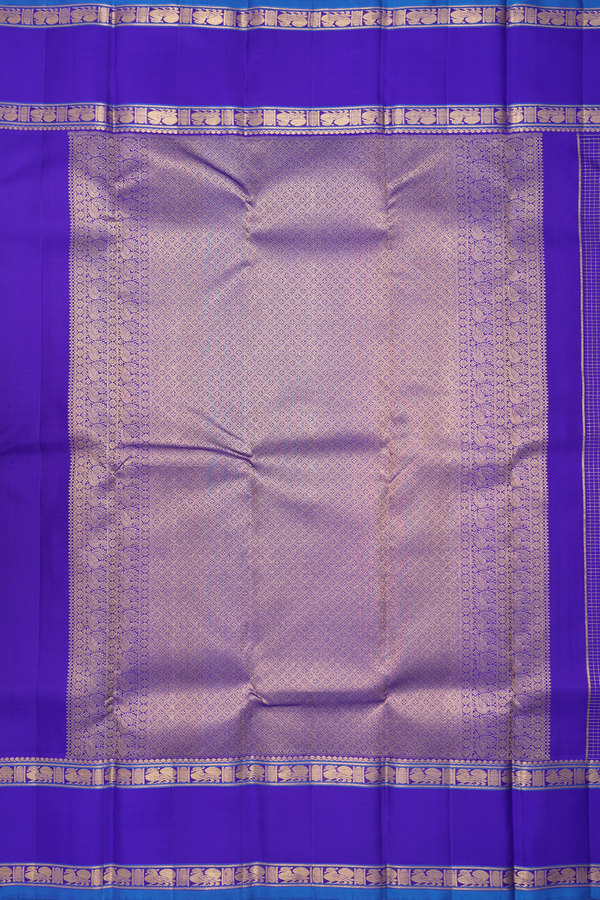 Kanchipuram Silk Saree In Royal Purple With Checks Design