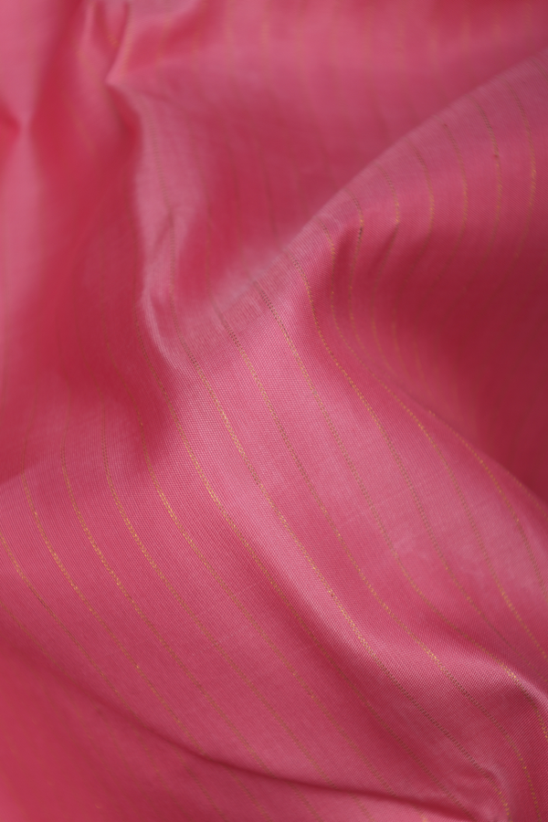Kanchipuram Silk Saree In Pink With Stripes Design