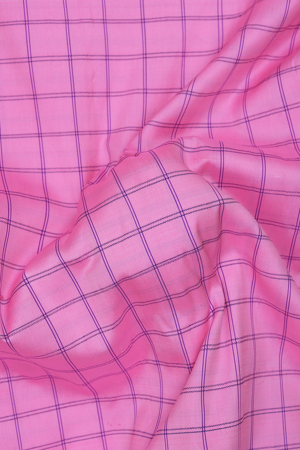 Paithani Silk Saree In Pink With Checks Design