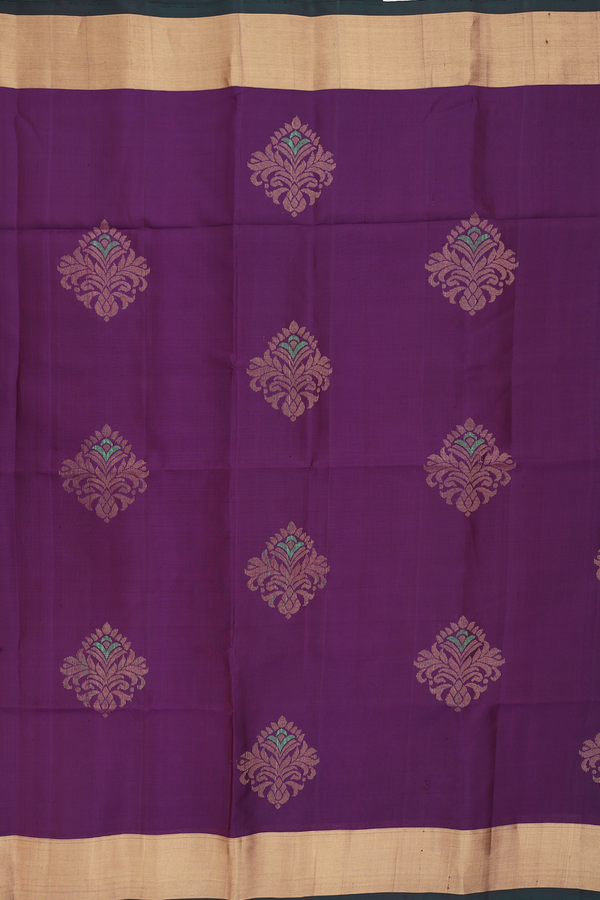 Soft Silk Saree In Purple With Zari Motifs
