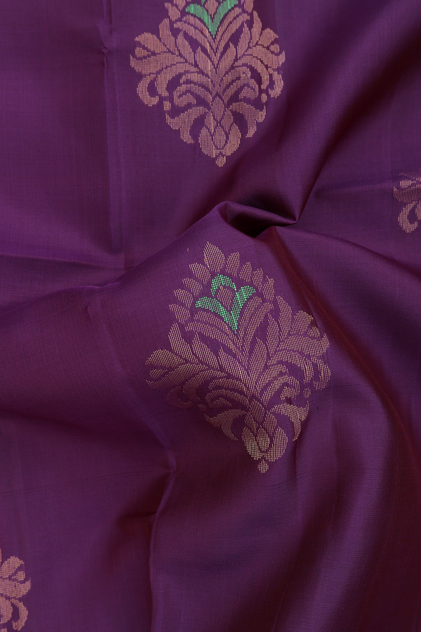 Soft Silk Saree In Purple With Zari Motifs