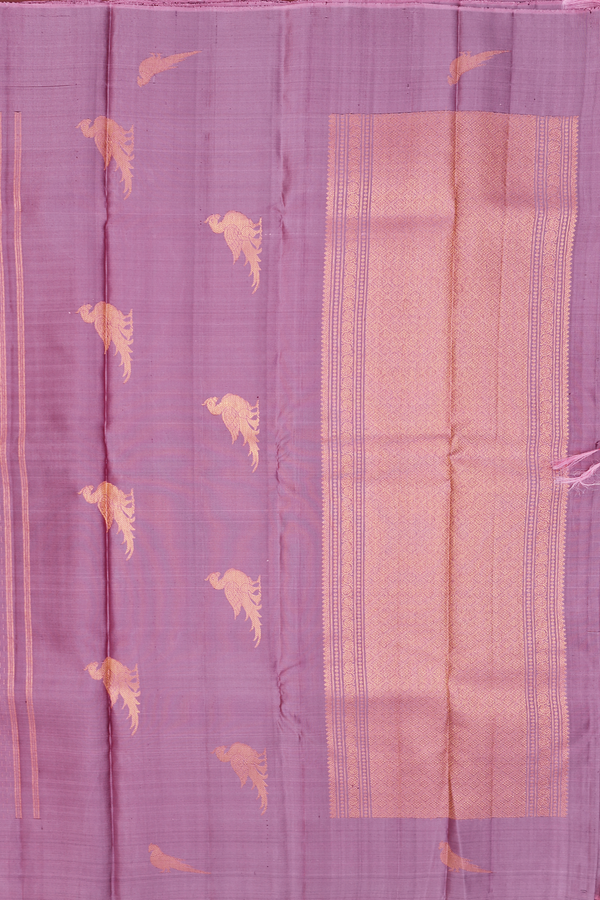 Kanchipuram Silk Saree In Dusty Lavender With Stripes Design