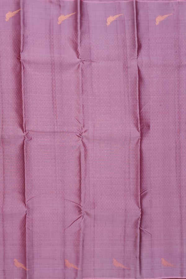 Kanchipuram Silk Saree In Dusty Lavender With Stripes Design