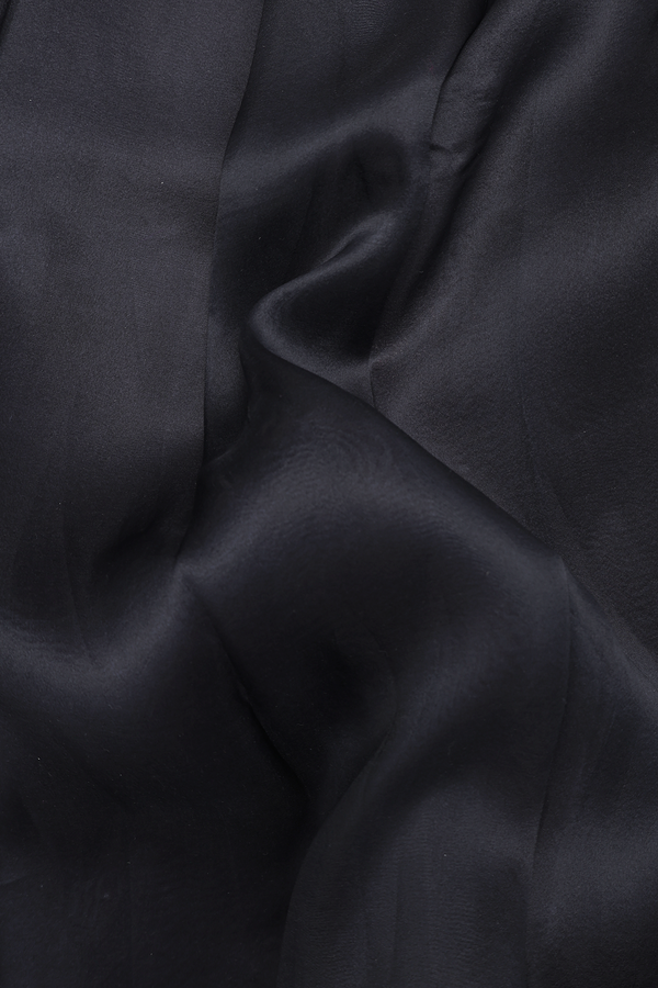 Organza Silk Saree In Black With Floral Border