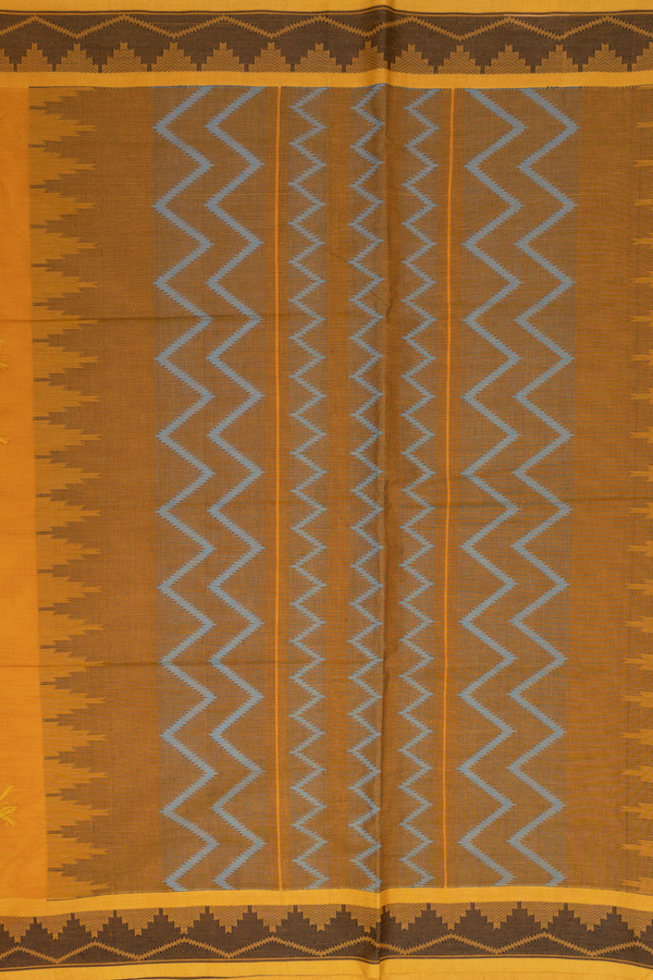 Coimbatore Cotton Saree In Golden Brown With Checks Design