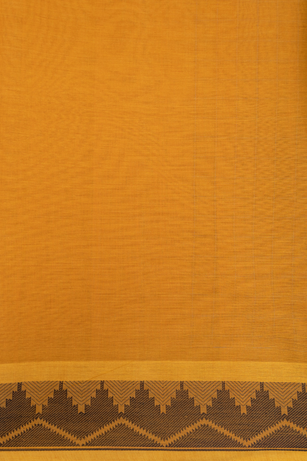 Coimbatore Cotton Saree In Golden Brown With Checks Design