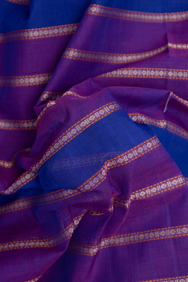 Coimbatore Cotton Saree Purple And Blue With Stripes Design