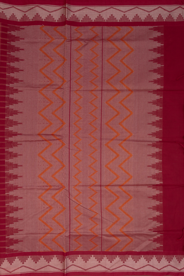 Coimbatore Cotton Saree In Ruby Red With Checks Design
