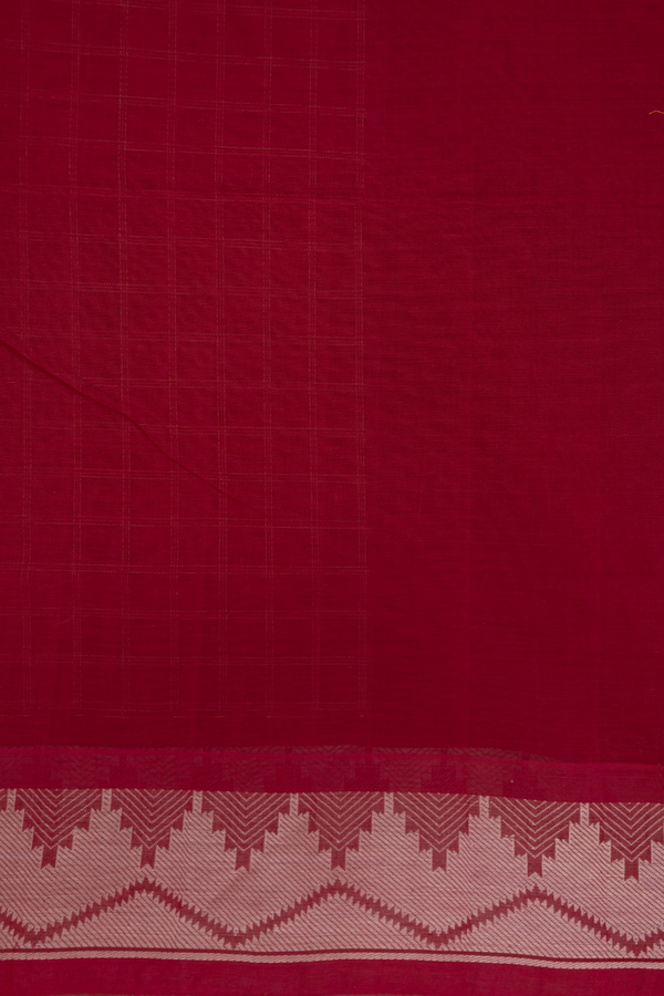 Coimbatore Cotton Saree In Ruby Red With Checks Design
