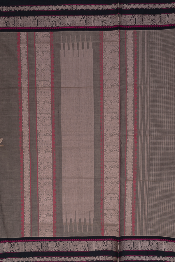 Coimbatore Cotton Saree In Oxford Brown With Checks Design