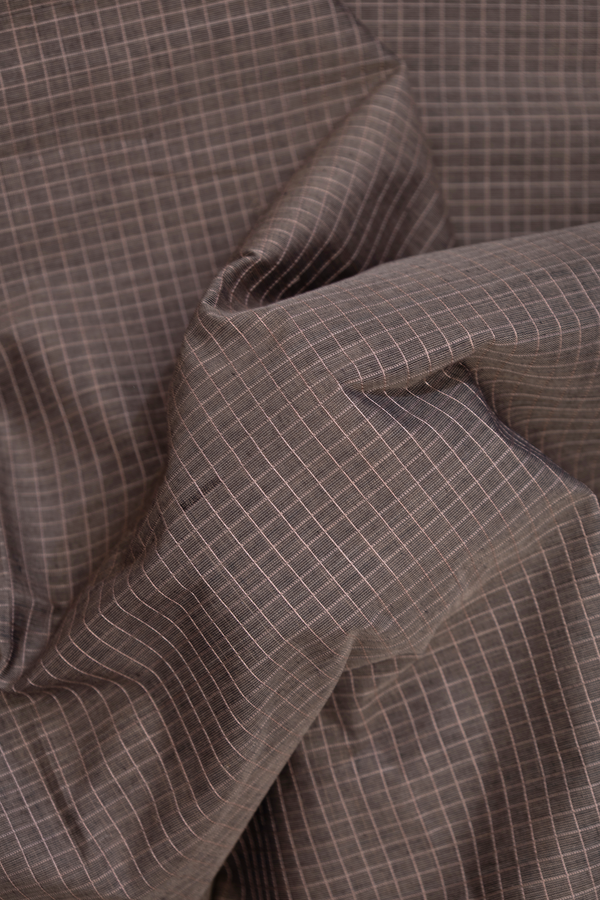Coimbatore Cotton Saree In Oxford Brown With Checks Design