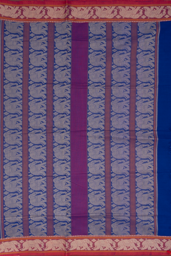 Coimbatore Cotton Saree In Royal Blue With Chevron Design