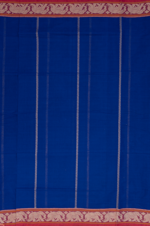 Coimbatore Cotton Saree In Royal Blue With Chevron Design