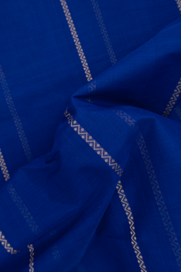 Coimbatore Cotton Saree In Royal Blue With Chevron Design