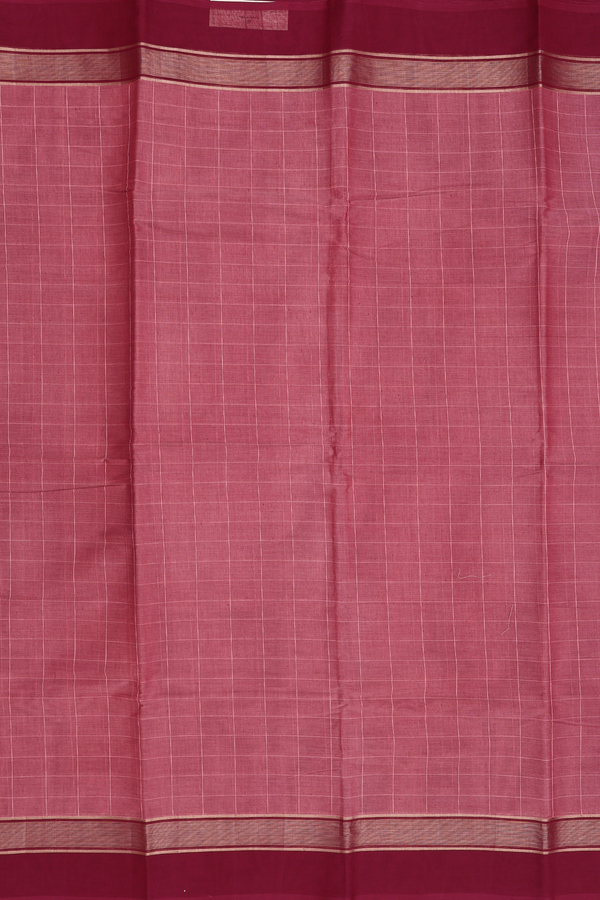 Kanchi Cotton Saree In Dusty Rose With Checks Design
