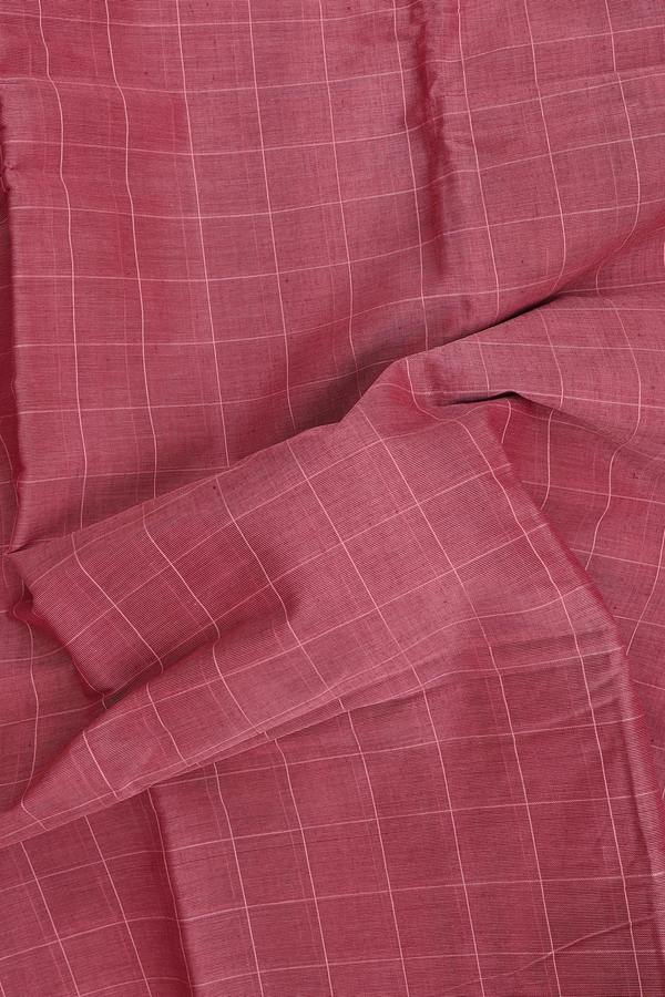 Kanchi Cotton Saree In Dusty Rose With Checks Design