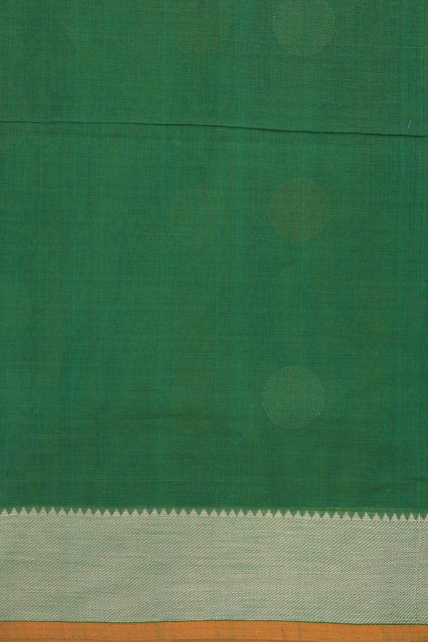 Coimbatore Cotton Saree In Green With Circle Buttas