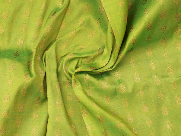 Zari Buttis Lime Green Kanchipuram Pavadai Sattai Material